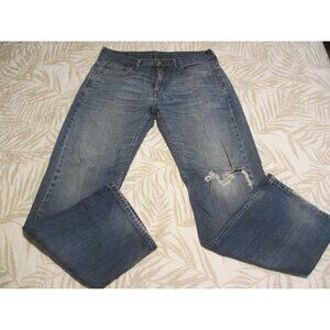 Levis 569 Mens Distressed Straight Fit Jeans W32 L32 Medium Wash Denim